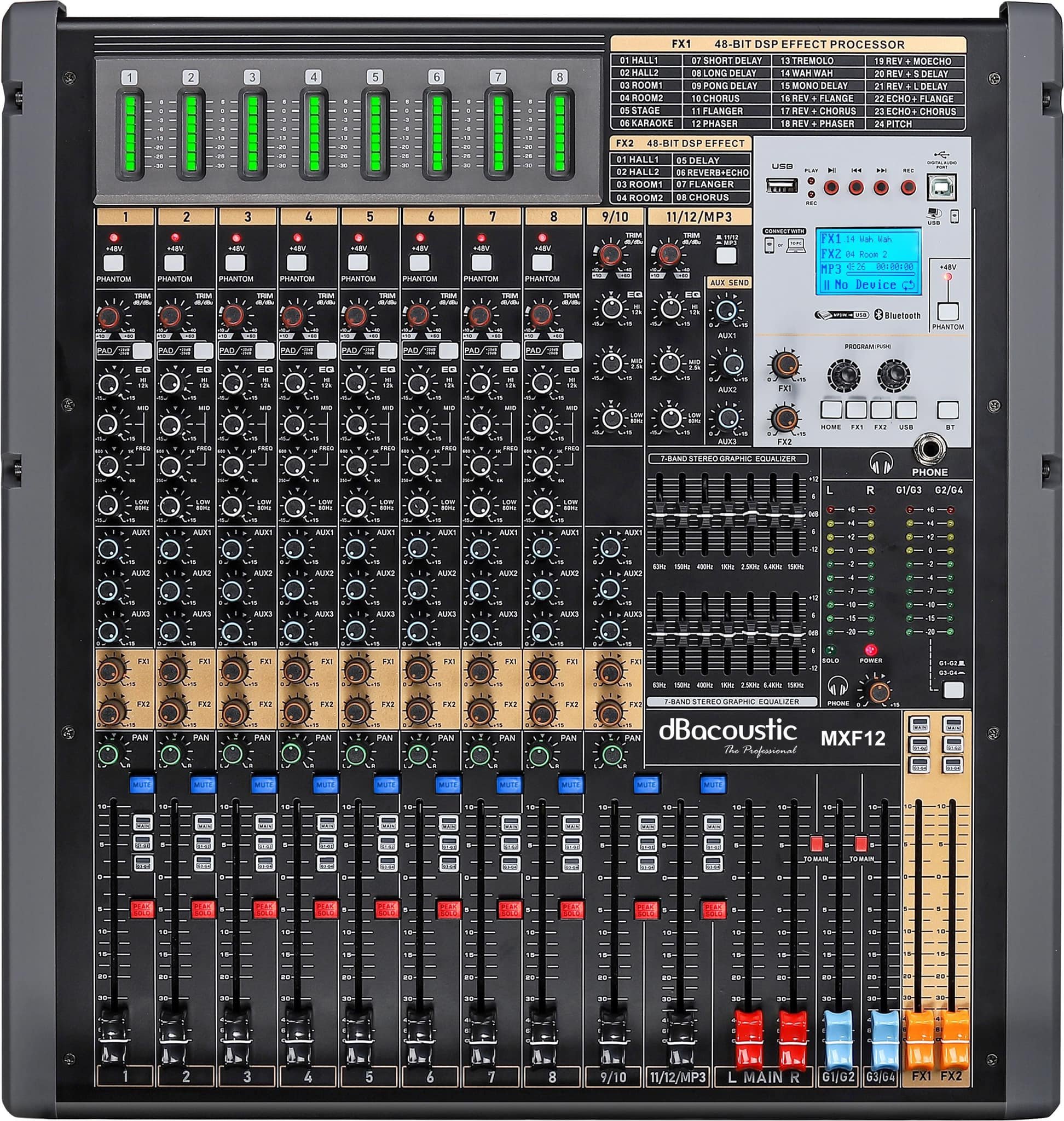 Mixer DBacoustic MXF12 – Mixer Digital chuyên nghiệp, xử lý DSP 48-bit đỉnh cao